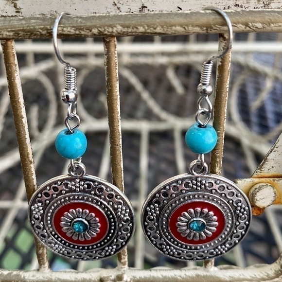 NEW Boutique Silver Drop Western Boho Style Earrings - Picture 5 of 12